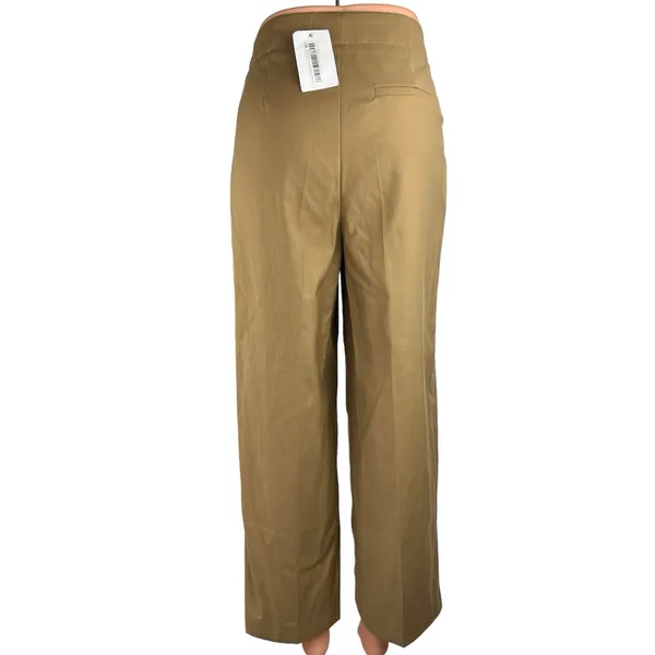 NEW Oak + Fort Women Beige High Rise Straight Wide Leg Career Dress Pants Sz S - Image 3