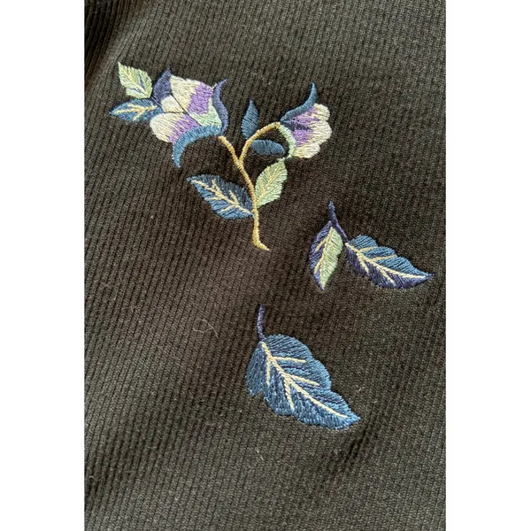 Vintage Together! Women’s Black Embroidered Floral Button Up Cardigan Sweater XL - Image 4