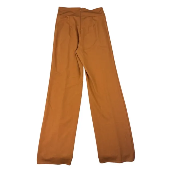 FORE Caramel Brown High Waisted Wide Flare‎ Leg Pants V Waistband Medium Pintuck - Image 10
