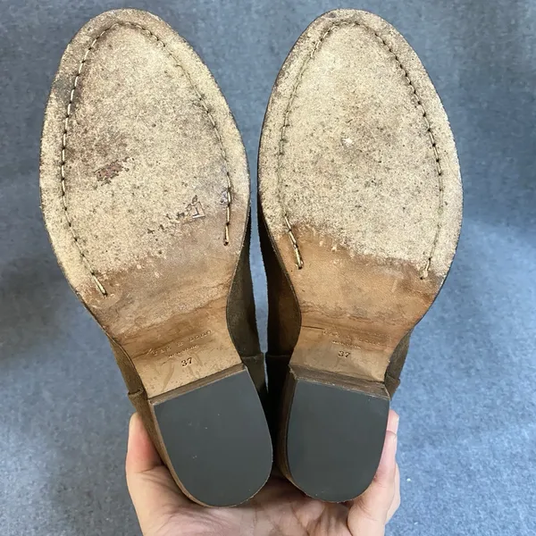 Rag & Bone Women's 37 Newbury Ankle Boots‎ Distressed Brown Suede Heeled- FLAWED - Image 12