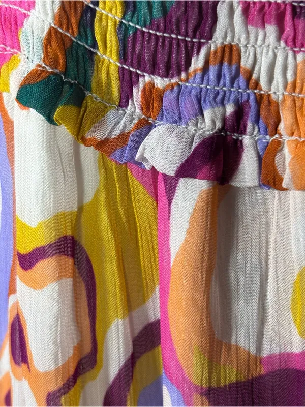 Anthropologie Multicolor Swirl-Print V-Neck Tiered Maxi Dress - Image 9