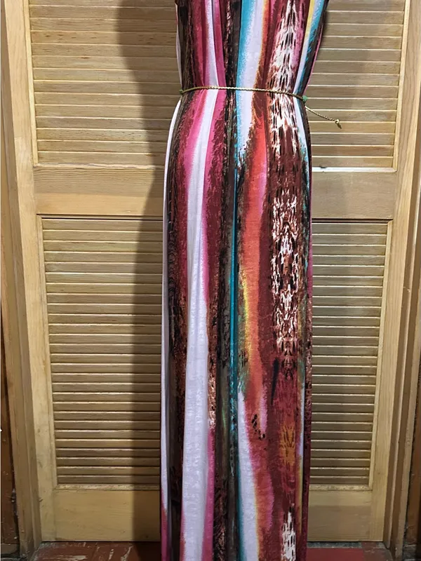 ACE Fashion Women's XL Multicolor Abstract Print Maxi Dress Sleeveless Size XL - Image 2