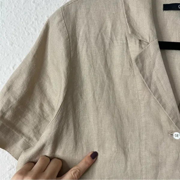 Quince 100% Linen Button Down Top in Tan Size Small - Image 8