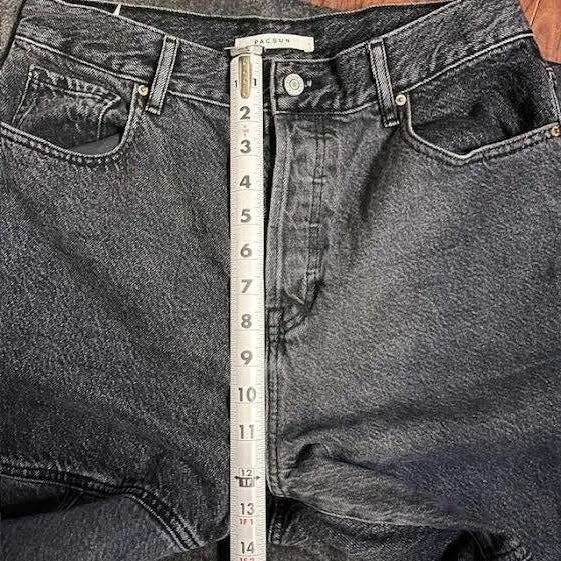 PacSun Women's‎ High Rise Straight Leg Jeans Size 30 Gray Wash Block Denim - Image 6