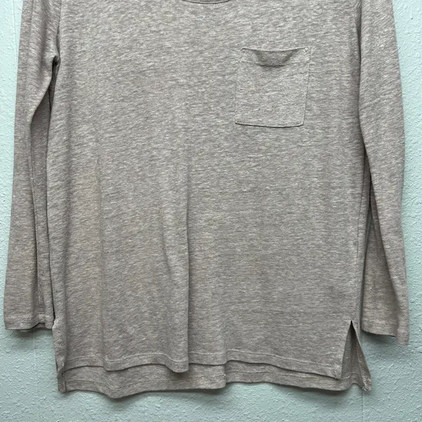 Old Navy Boyfriend Long Sleeve Scoop Neck Top Womens XS Linen Blend Minimalist - Image 4