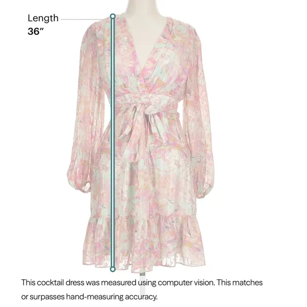 Alex Marie Floral‎ Chiffon Dress Womens 6 Pink Green garden party romantic - Image 5