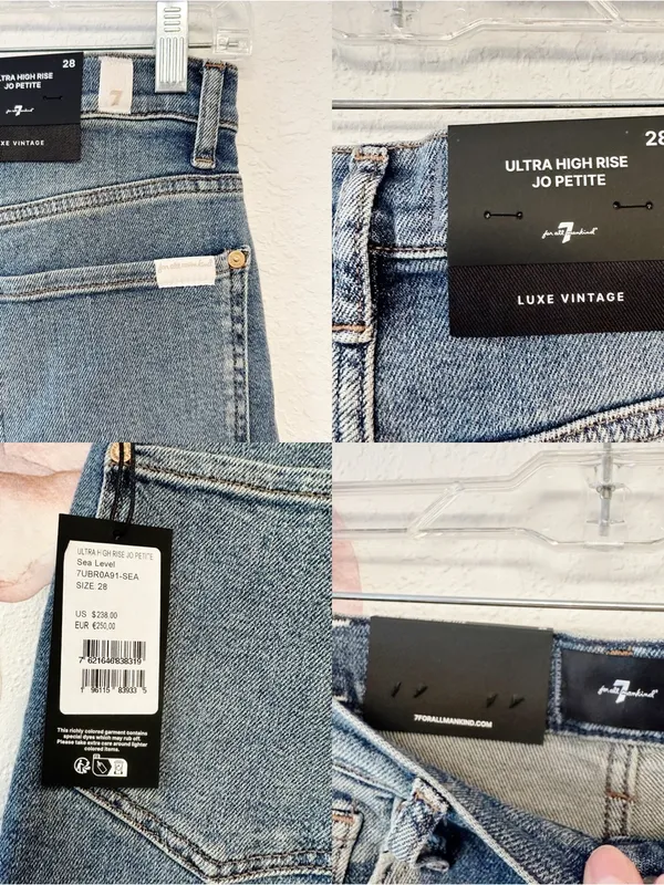 7 For All Mankind Ultra Hi Rise Wide Leg Jo Petite New With Tags Sea Level 28 - Image 14