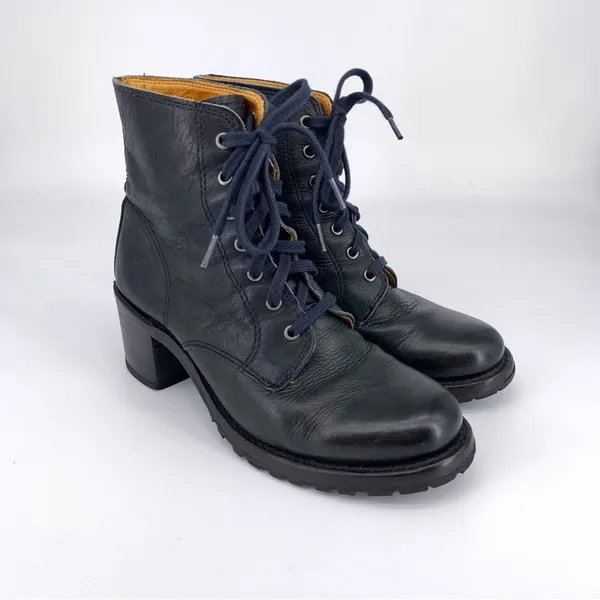 FRYE Sabrina 6G Lace Up Leather Boot Black/Blue 7.5 - Image 6