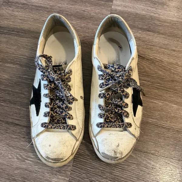 Golden Goose Superstar Mirror Heel with Black Star and Cheetah Laces - Image 5