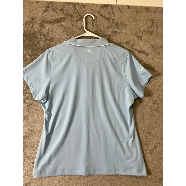 Peter Millar Keswick Zip‎ Neck Short Sleeve Polo Blue Golf Performance Large New - Image 3