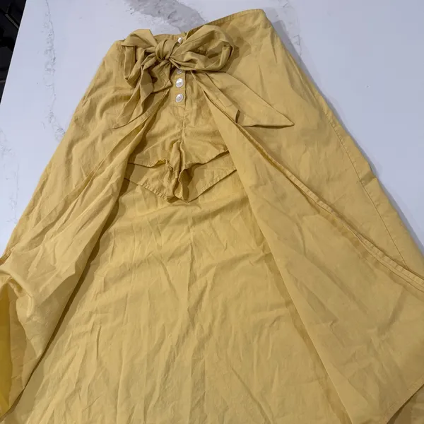 Free People Diggin This Skort High Rise Shorts Midi Skirt Women’s Small Yellow - Image 6