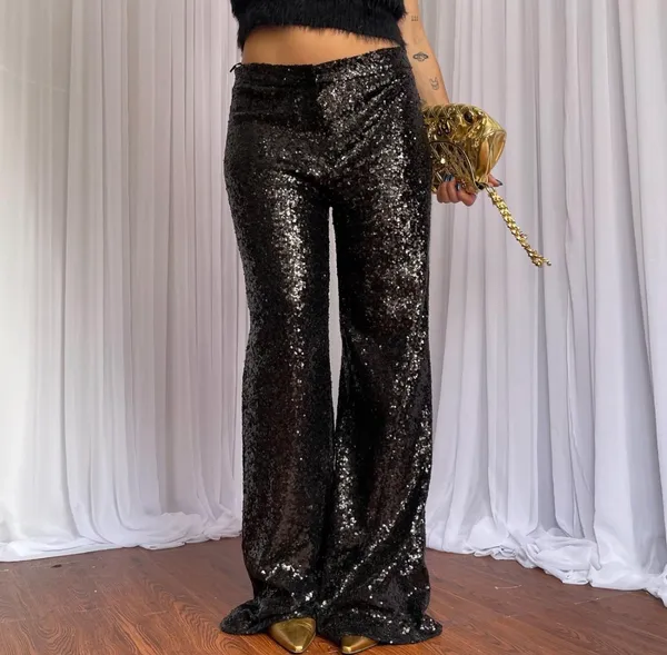 Black sequin pants Size 32 - Image 3