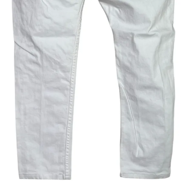 Zara Straight Leg High Rise Stretch Casual Ankle Cropped Denim Jean Zip 36 White - Image 7