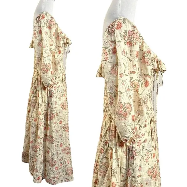 Free People Dainty Ethereal Cottage Oasis Floral Midi Dress Ivory Medium - Image 8
