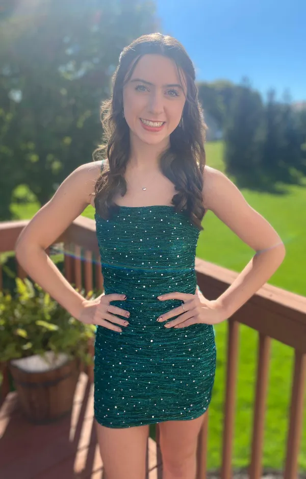 Flirty Vibes Teal Sparkly Bodycon Dress (Lulu’s) - Image 4