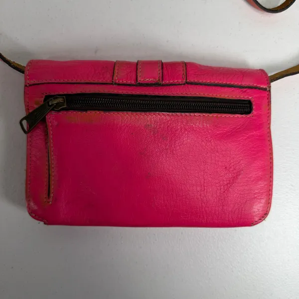 Patricia Nash Torri Hot Pink Leather Small Crossbody Purse Bag Distressed Wallet - Image 5