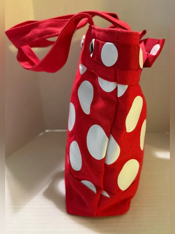 Disney Parks Canvas Red w White Polka Dots Tote Bag Embroidered Minnie Mouse - Image 5