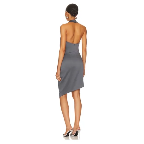 Elliatt X Revolve Camo Asymmetric Satin Cocktail Dress in Charcoal. Size XS. NWT - Image 3