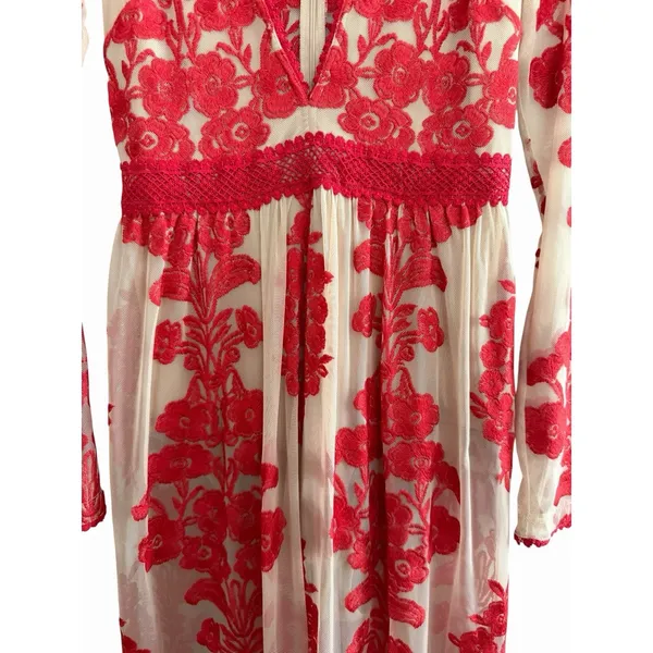 For Love‎ & Lemons Temecula Maxi Dress Red Floral Women's Size Medium - Image 12
