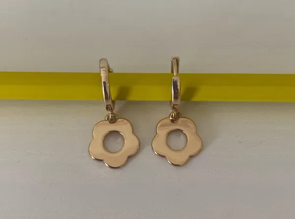 Altar’d State Gold Dangle Flower Earrings - Image 2