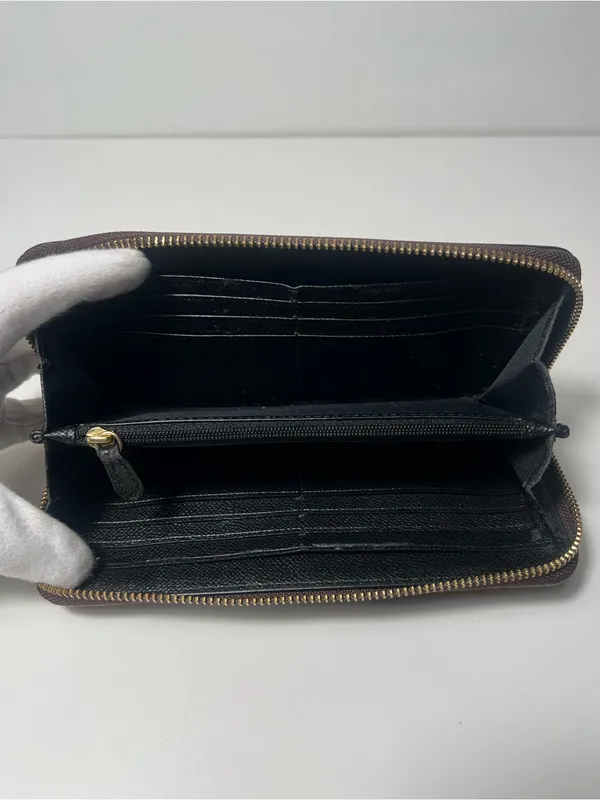 Coach Metallic Studded Pebbled Leather Accordion Zip Around Continental Wallet - Image 11