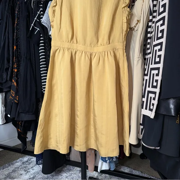 Club Monaco Mustard Ruffle Sleeve Fit And Flare Dress Womens 6 New NWT - Image 5