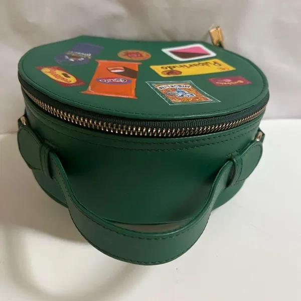 Breakfast Friend Green Designer Circle Bag with Colorful Graphics - Image 3