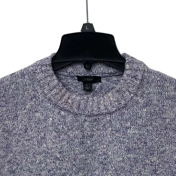 J. Crew Puff Sleeve Crew Neck Sweater‎ Purple Cotton Crew Neck Pullover Size L - Image 2
