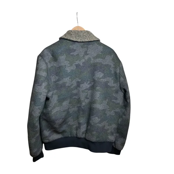 Paisley & Gray‎ Camo Bomber Jacket Blue Grey Faux Shearling Collar Slim Fit XL - Image 3
