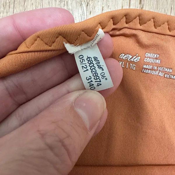 AERIE | Orange Metallic Shine Sparkle 90s High Waisted Cut Cheeky Bikini Set, XL - Image 8