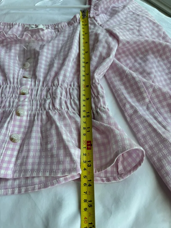 mine Pink Gingham Smocked Peplum Blouse - Image 8