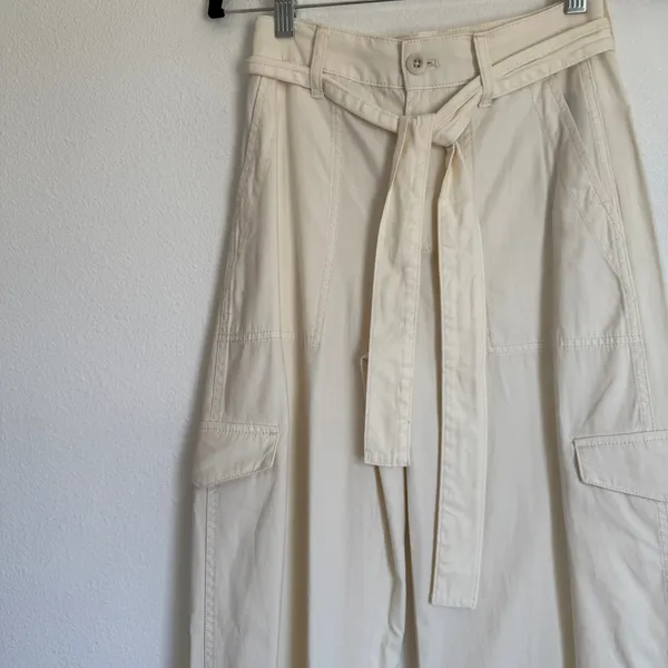 NWT Madewell Sz 23 Griff Superwide-Leg‎ Cargo Utility Pants Ivory Cream NO076 - Image 5