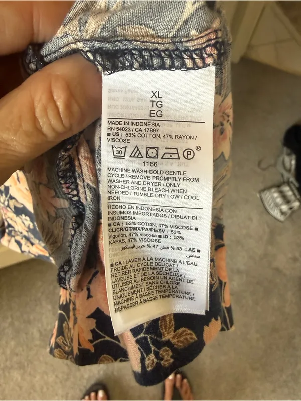 Old Navy Floral Flutter Sleeve Tiered Midi Dress Navy Peach Size XL - Image 7