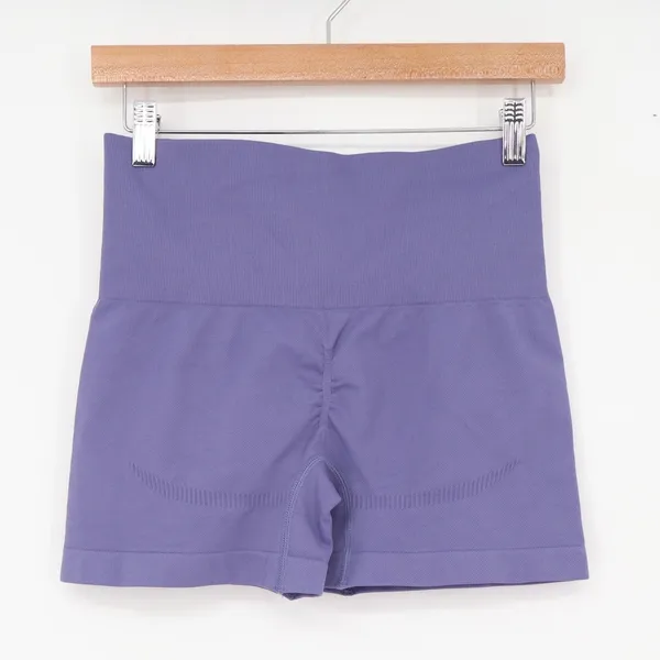 OQQ Shorts Womens L Yoga Gym Seamless Ribbed Purple Scrunch Butt Excellent - Image 5