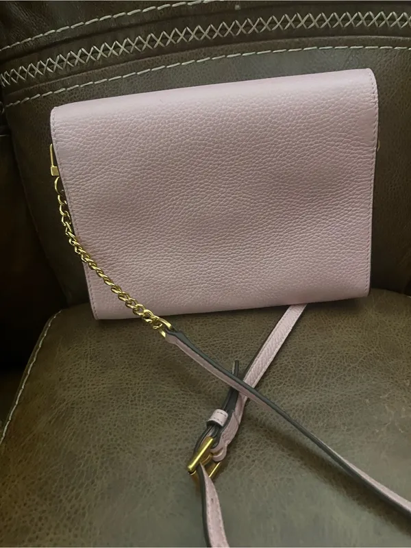 Tory Burch Pale Pink Leather Crossbody with Gold Logo - Image 5