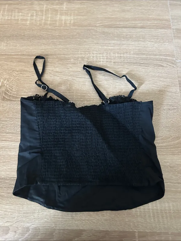 Peixoto Black Lace-Trim Bustier Crop Top - Image 3