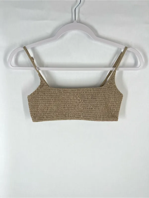 Aila Blue Alice‎ Smocked Bikini Top Tan Taupe Size M NWT - Image 2