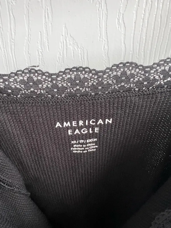 American Eagle Black Lacy Bodysuit - Image 2