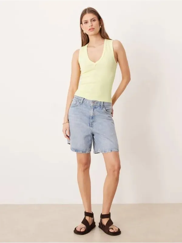 Free People Neria Rib Tank -Lemon Water - Image 3
