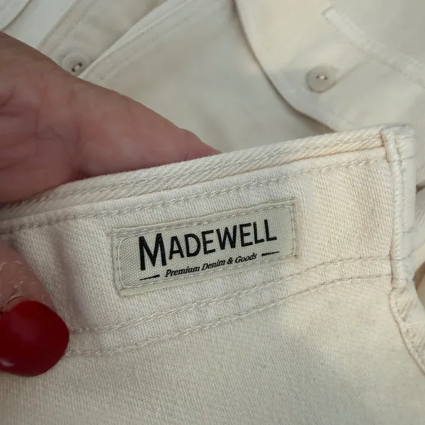 Madewell Women Cotton Button Up Shirt XL Ivory Easy Fit Twill Shacket Utility - Image 7