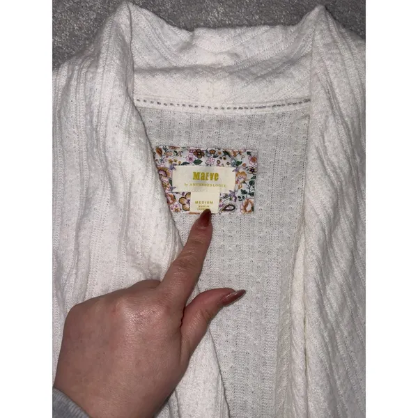 Maeve Anthropologie Women's Ivory Rafaela Hacci Surplice Front‎ Top Sweater M - Image 5