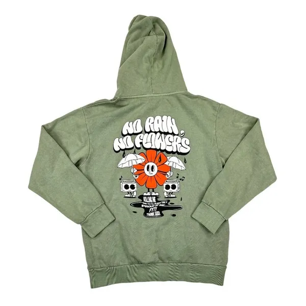 Lane Seven "No Rain No Flowers" Hoodie in Green - Image 2