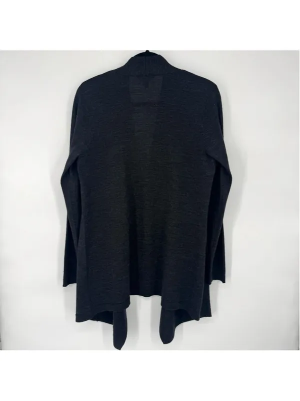 Eileen Fisher Charcoal Italian Merino Wool Open Cardigan SP - Image 2