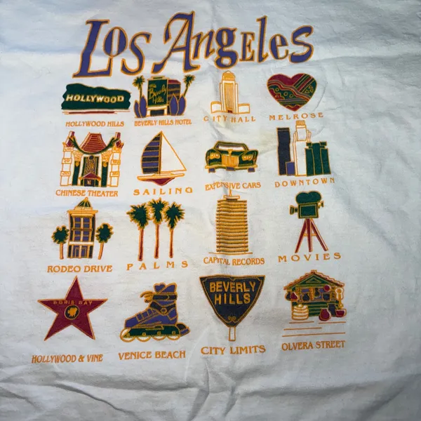 90s Los Angeles T Shirt White Cotton Graphic Tee USA Made Womens L VTG Hollywood - Image 5