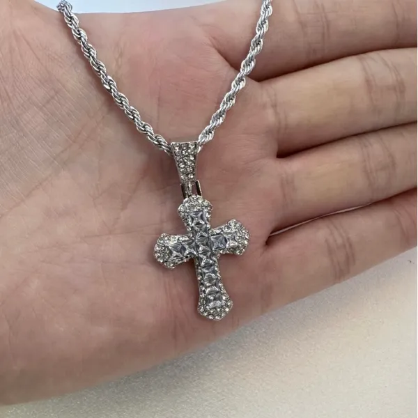 CZ Cross Pendant Necklace for Men Women,Streetwear Punk Hip Hop Unisex Style - Image 4