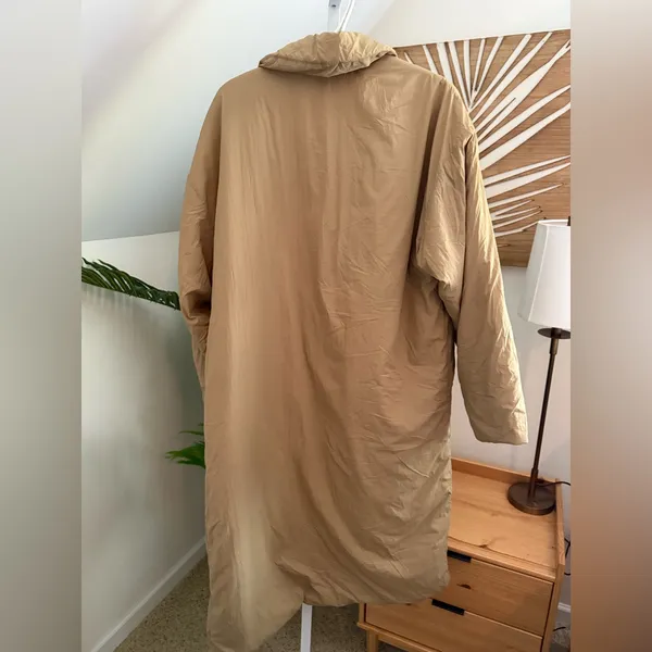 Good American Puffed Nylon Robe Coat in Good‎ Khaki oversized Size XXS/XS - Image 5