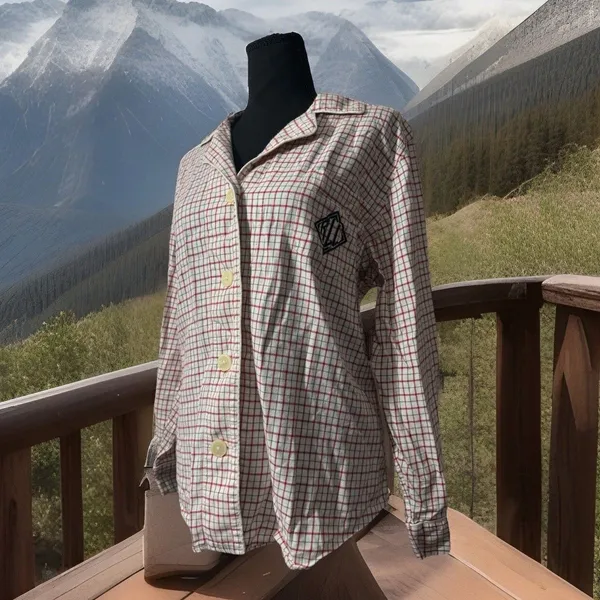 LRL Lauren‎ Ralph Lauren Pajama Top Women's Large Plaid Button Up Long Sleeve - Image 2