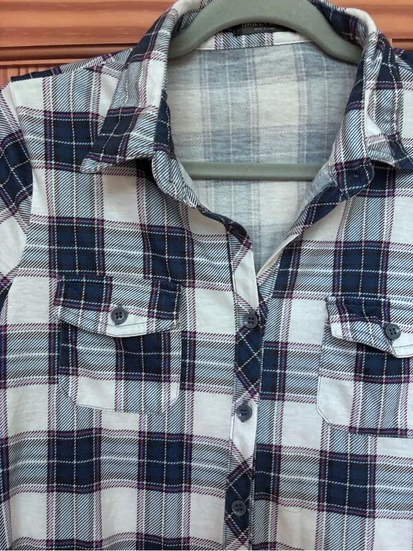 Classic Navy Plaid Button-Up Shirt - Image 2