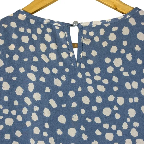 Pretty Garden Tiered Polka Dot Maxi Dress Blue Boho Puff Sleeve Cottagecore Sz M - Image 7
