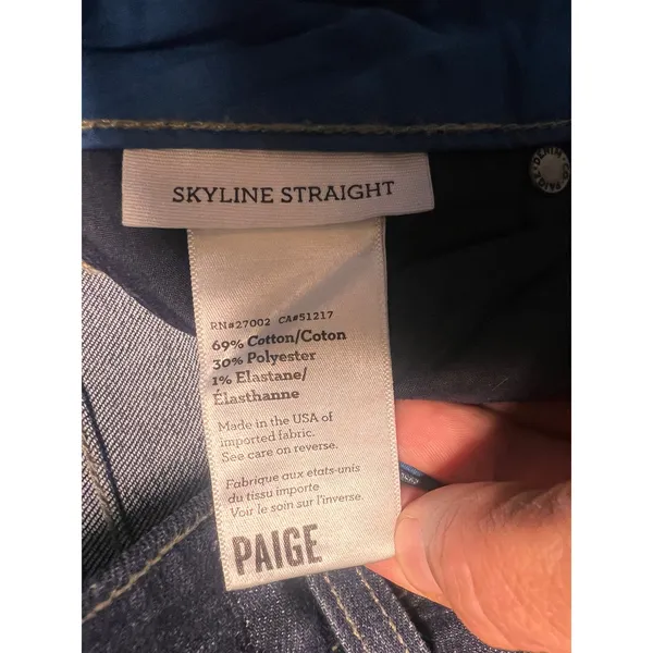 PAIGE Skyline Straight‎ Leg Dark Wash Low Rise Jeans Size 26 Party Stretch EUC - Image 5